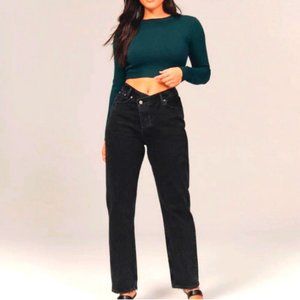 Abercrombie Curve Love Dad Jeans | Size 31 / 12 | Black | Asymmetric Waist